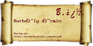 Borbély Ármin névjegykártya